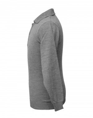 Men pure wool sweater plain collar grey